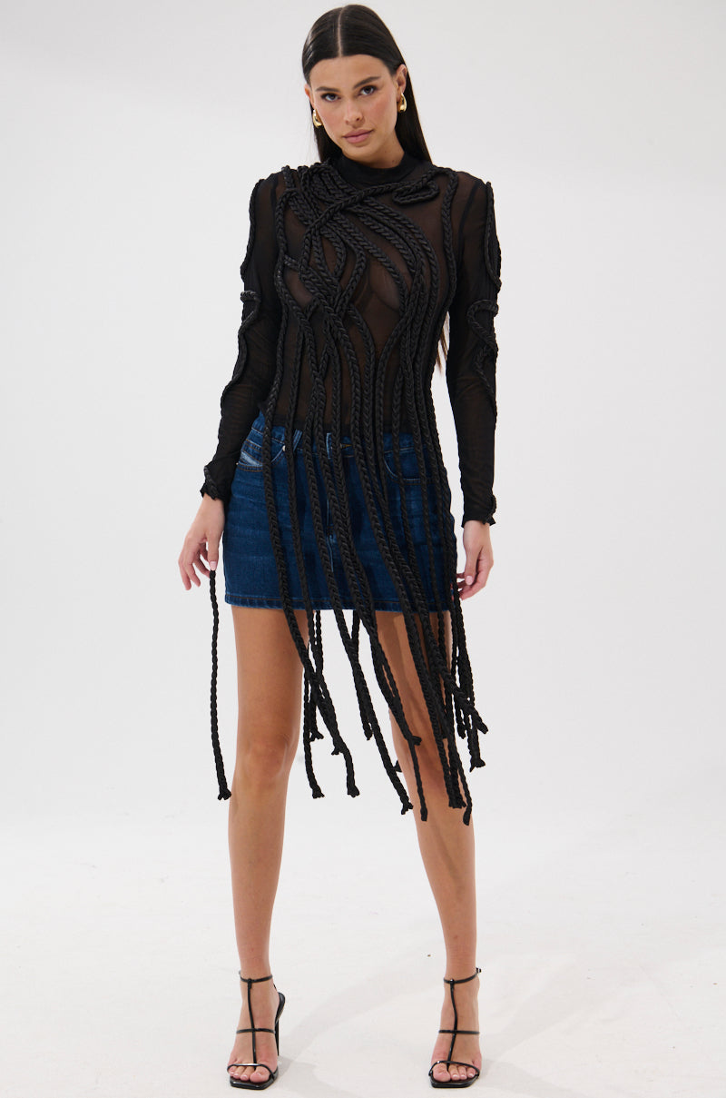 ROPE YOU IN LONG SLEEVE MESH TOP