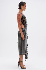 GLAMOROUS CHAIN DETAIL HALTER TOP