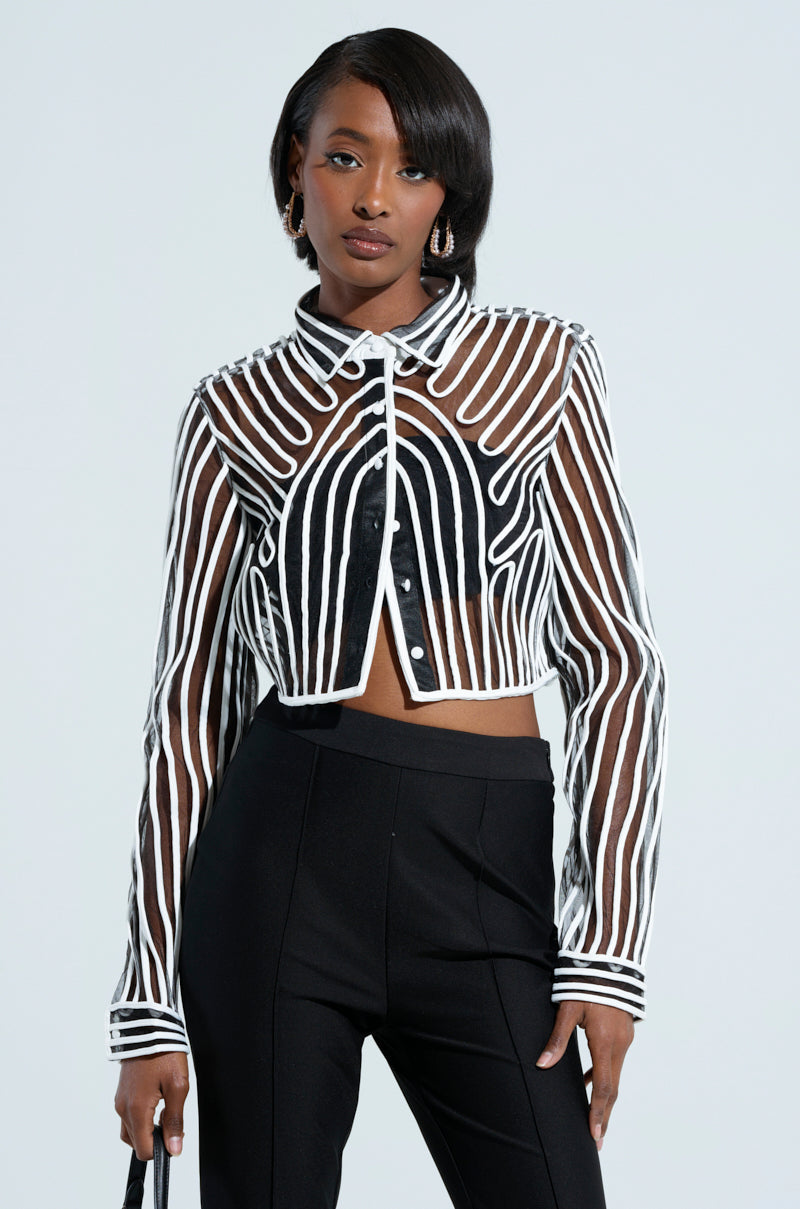 EVA LONG SLEEVE BUTTON DOWN STRIPED SHIRT