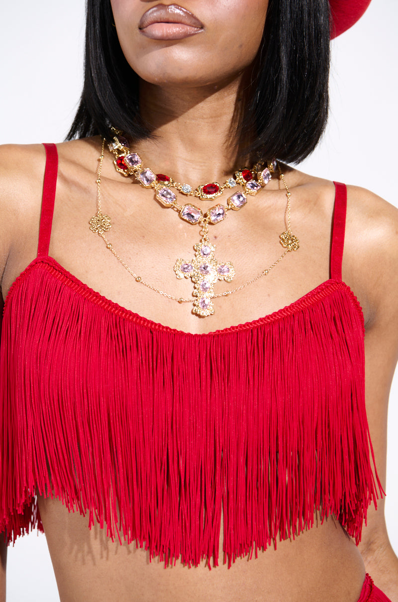 OH SO FRINGE TOP IN RED