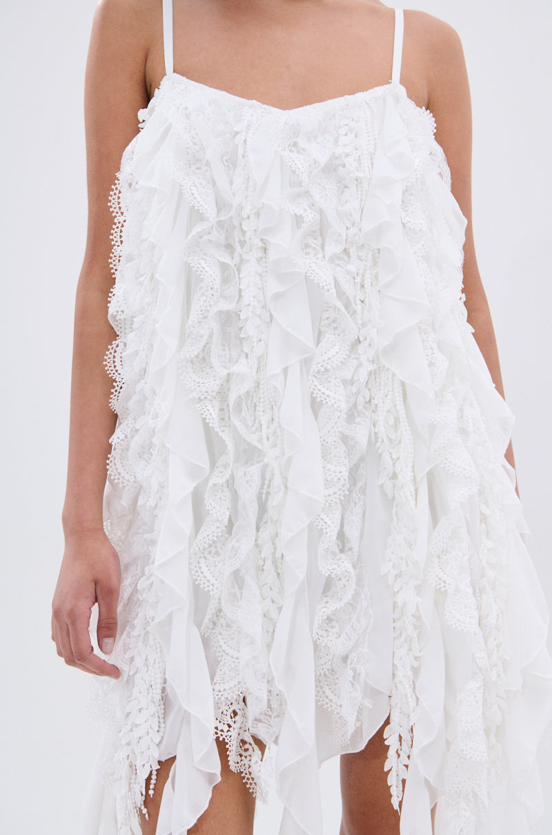 NEVER MET A GIRL LIKE ME RUFFLE MINI DRESS