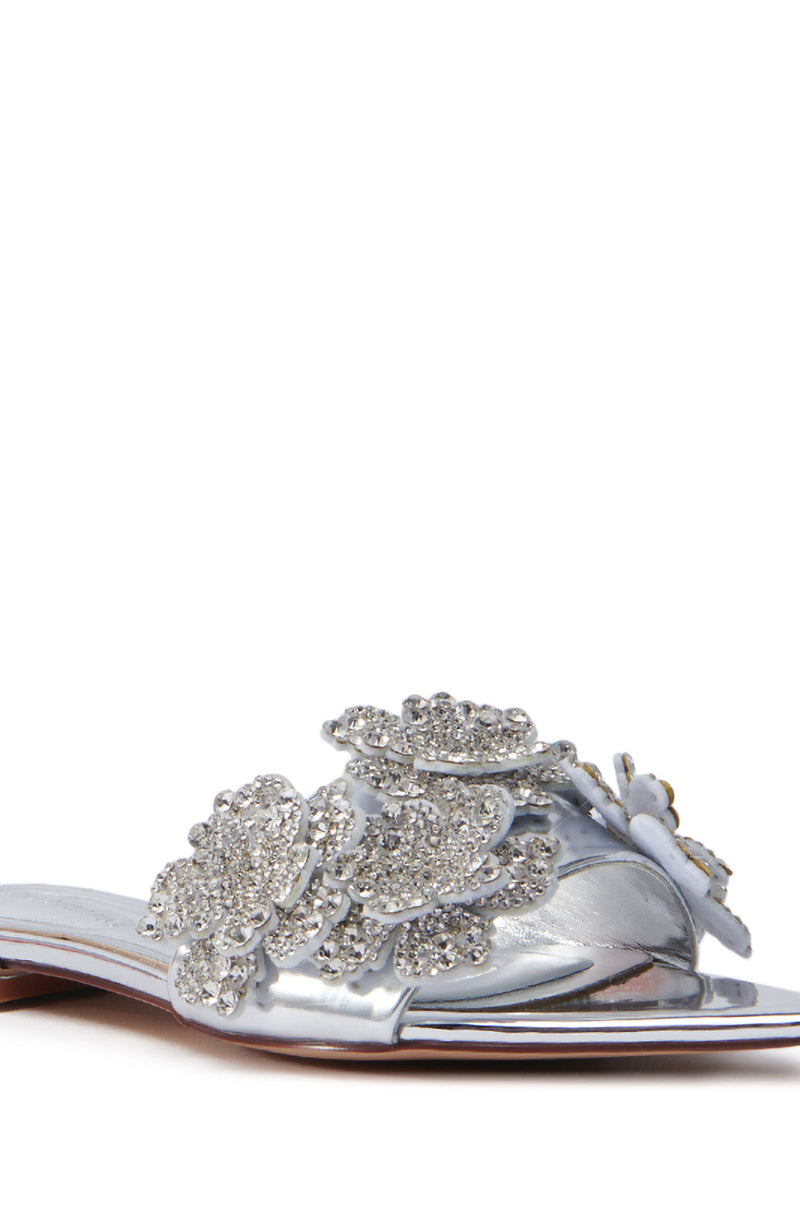 AZALEA WANG YUNA RHINESTONE FLOWER EMBELLISHED SANDAL