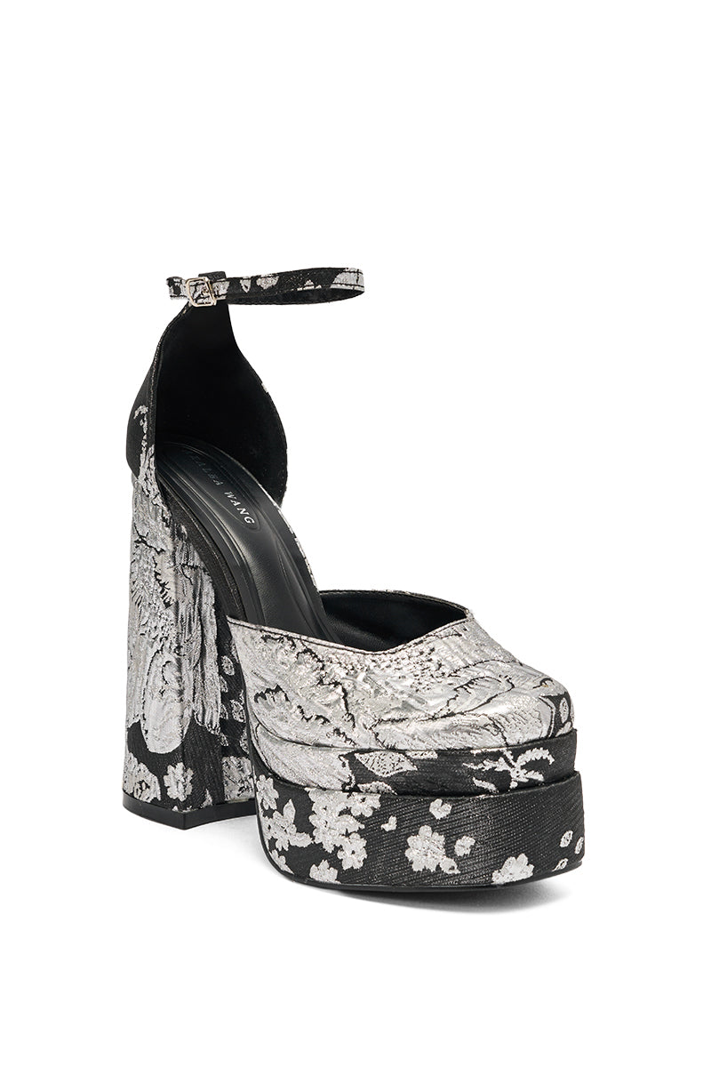 AZALEA WANG ZIPPORAH BLACK BROCADE PUMP