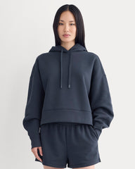 Cropped Luxe Fleece Hoodie | Navy