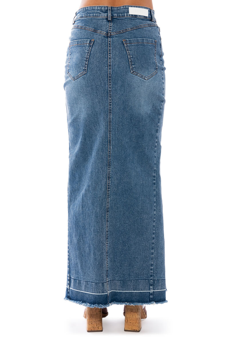 ADDED FLARE FRONT PLEAT MAXI SKIRT