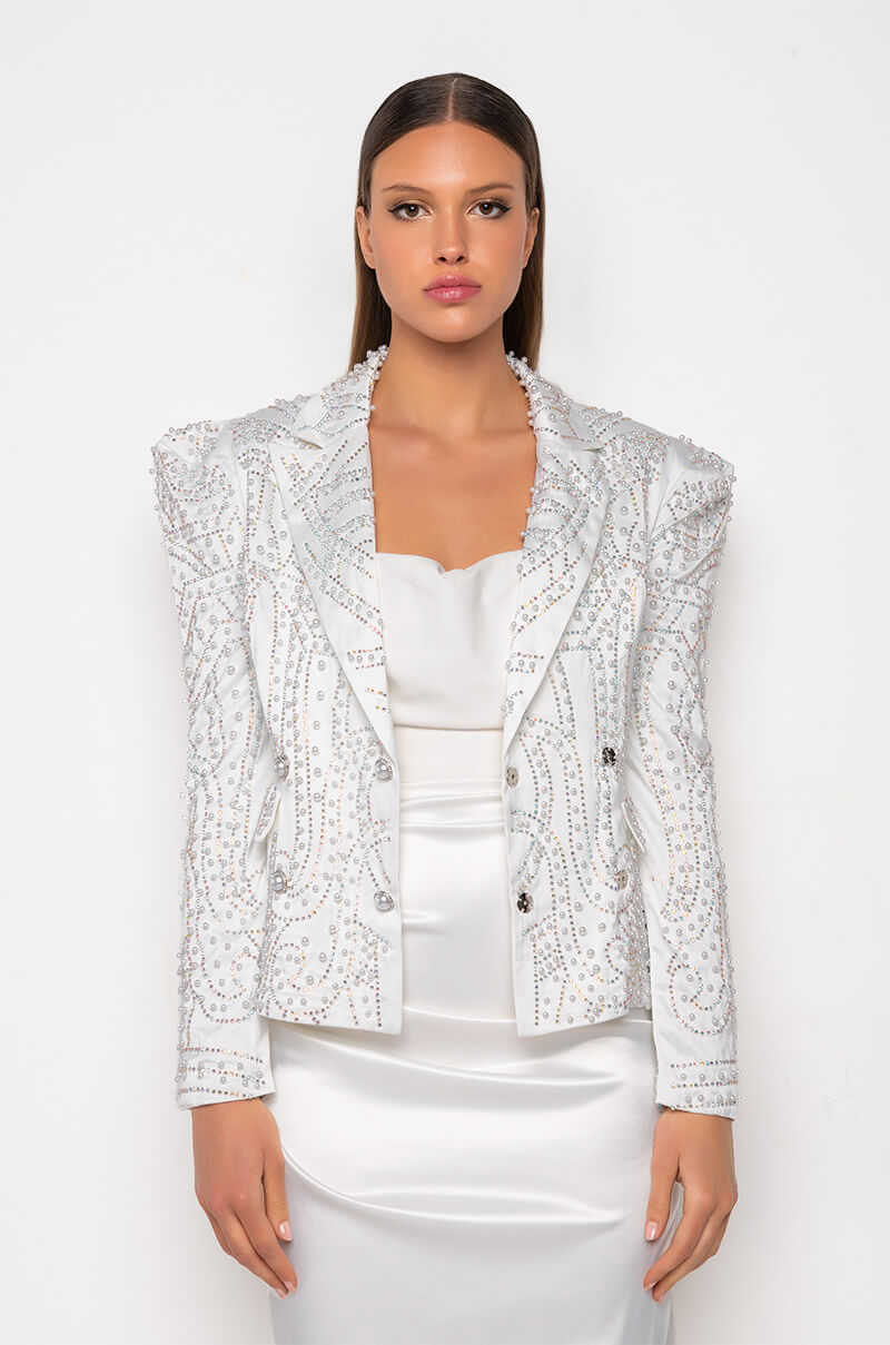 ALL THAT GLITTERS PEARL EMBELLISHED BLAZER