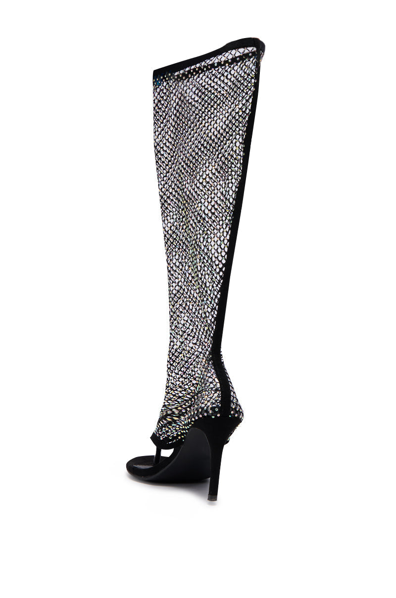 ANNALISE BLACK MESH OPEN TOE SANDAL BOOT
