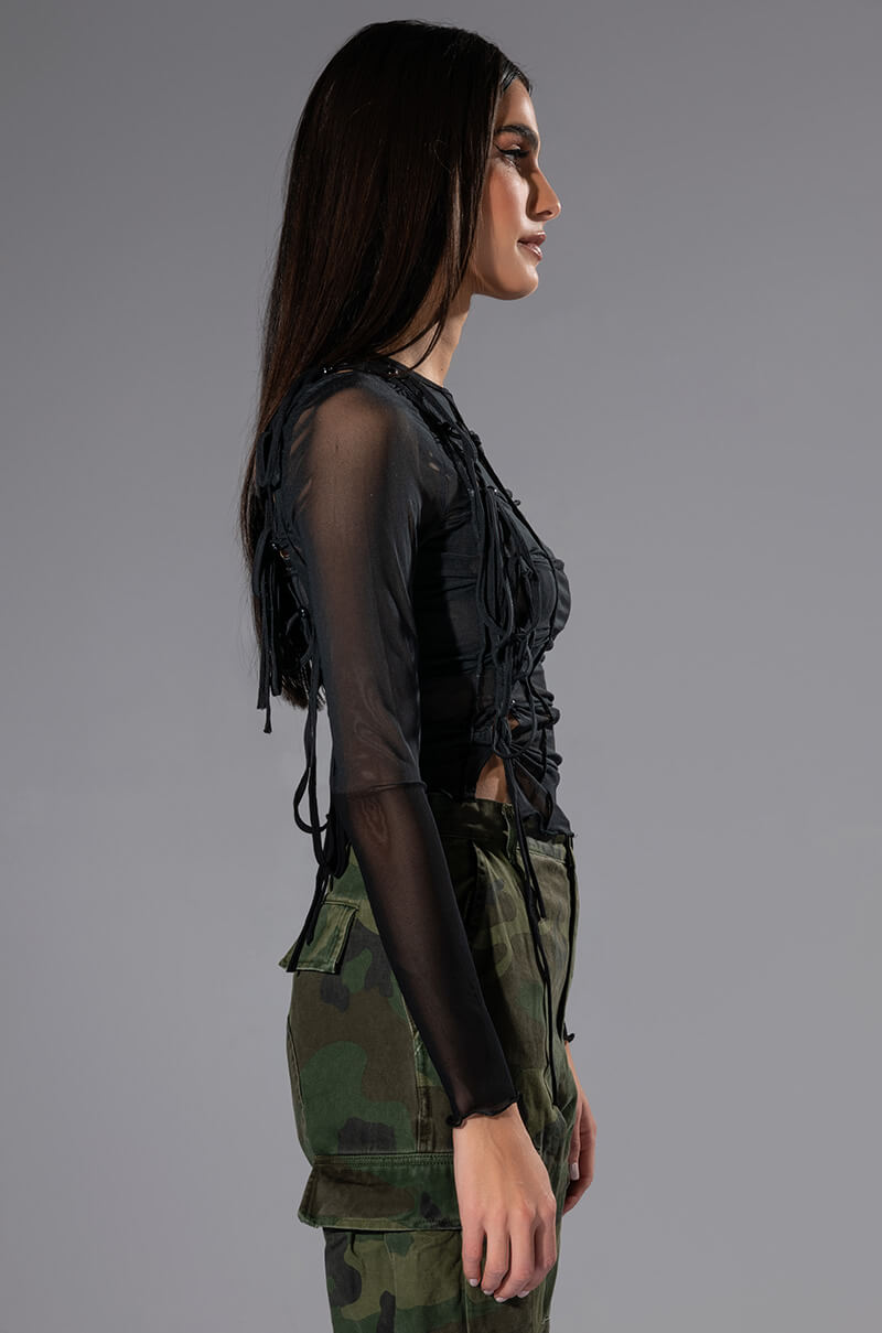 ATTENTION LONG SLEEVE MESH TOP