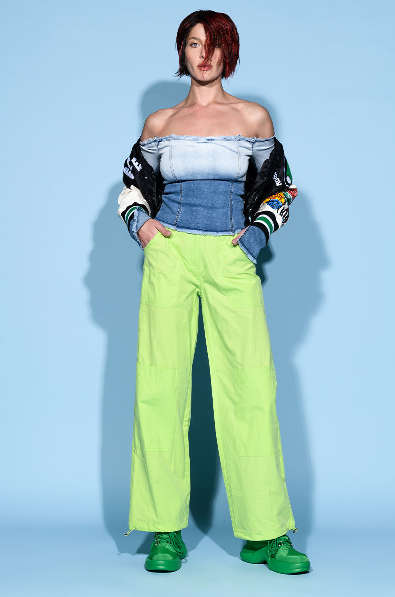 AURA OFF THE SHOULDER DENIM TOP