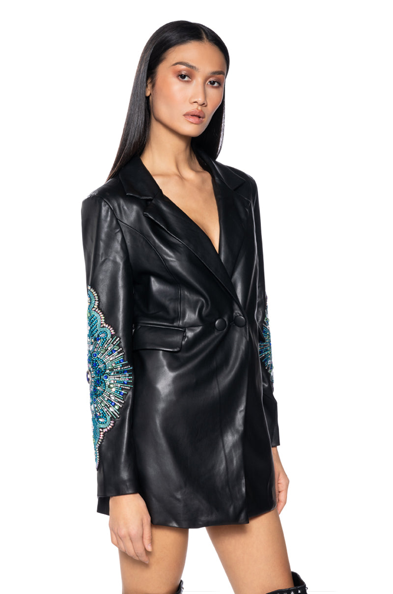 AXELLE PU BLAZER WITH EMBELLISHMENTS