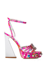 AZALEA WANG ADEN EMBELLISHED CHUNKY SANDAL IN FUCHSIA