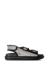 AZALEA WANG BASIA BLACK SILVER RHINESTONE SANDAL