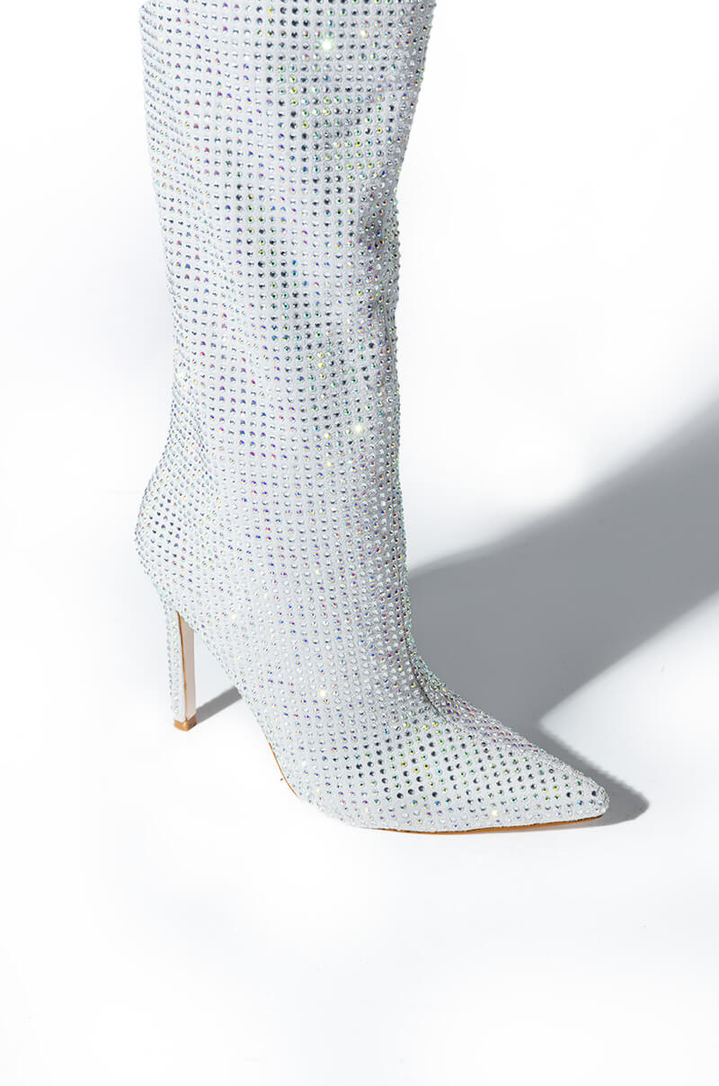 AZALEA WANG BELLA BLING STILETTO BOOT IN SILVER