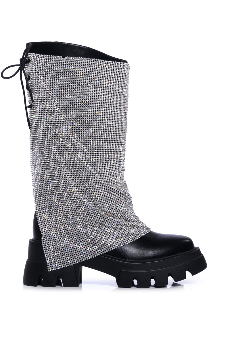 AZALEA WANG BLOOMFIELD EMBELLISHED BOOT IN SILVER