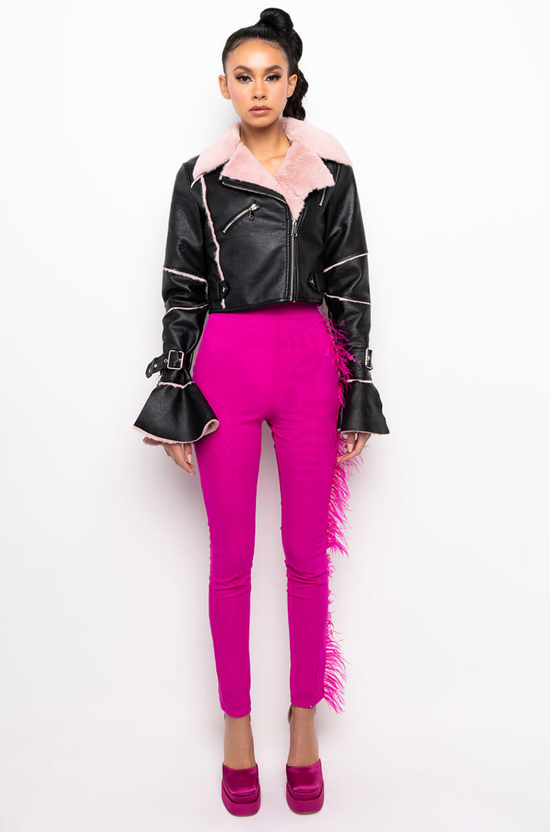 AZALEA WANG BONDED BELL SLEEVE MOTO