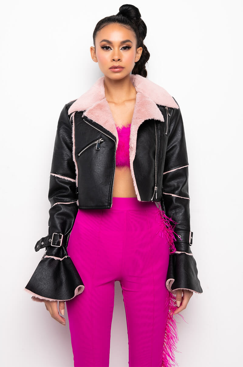 AZALEA WANG BONDED BELL SLEEVE MOTO