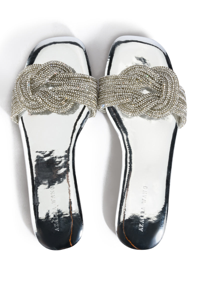AZALEA WANG ALTHEA EMBELLISHED FLAT IN SILVER