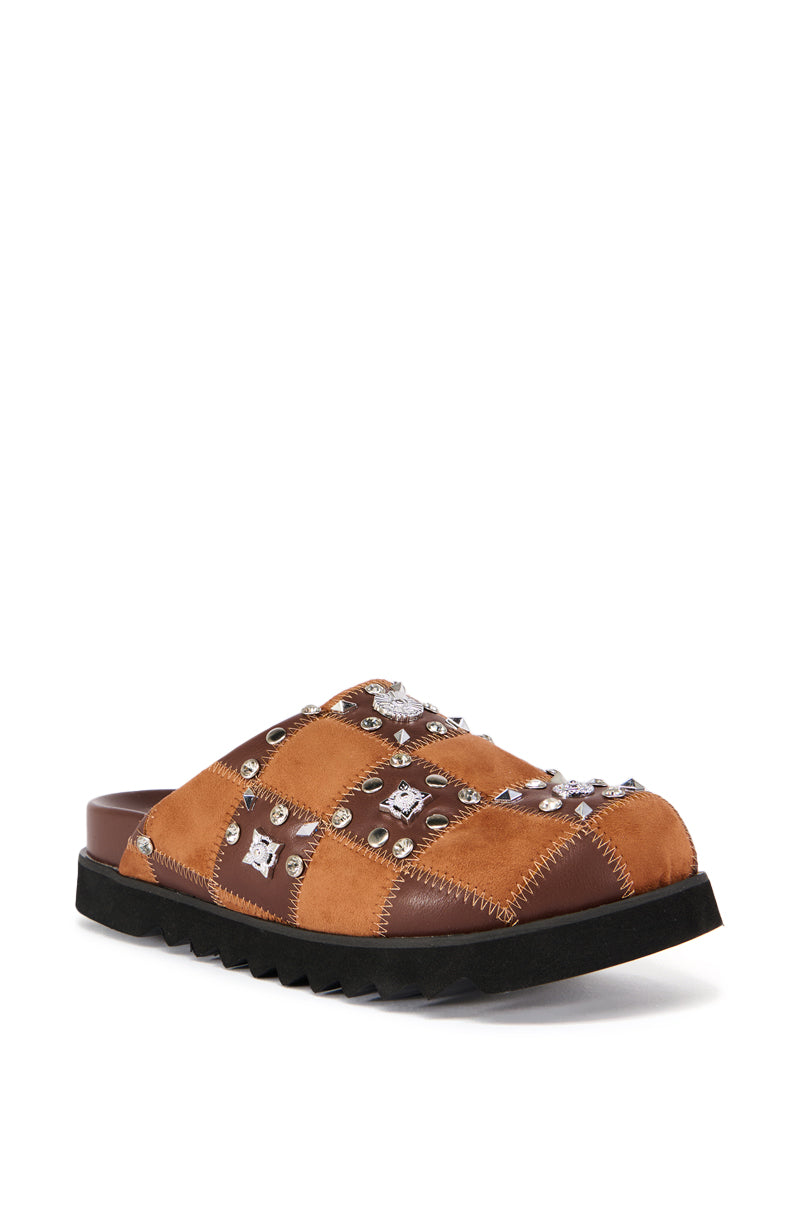 AZALEA WANG FISCHER TAN STUDDED SLIP ON FLAT