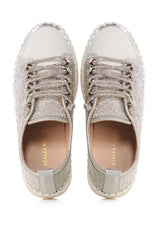 AZALEA WANG GRACELYNN SILVER LACE UP SPARKLE SNEAKER