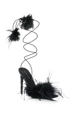 AZALEA WANG PENN FEATHER SANDAL IN BLACK