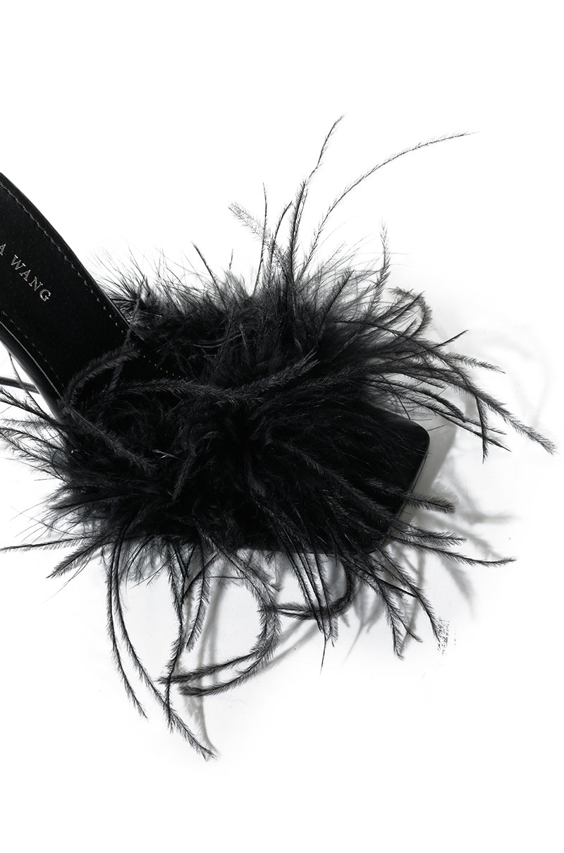 AZALEA WANG PENN FEATHER SANDAL IN BLACK