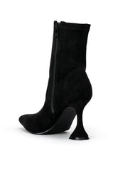 AZALEA WANG ALLISON CHUNKY BOOTIE IN BLACK STRETCH SUEDE