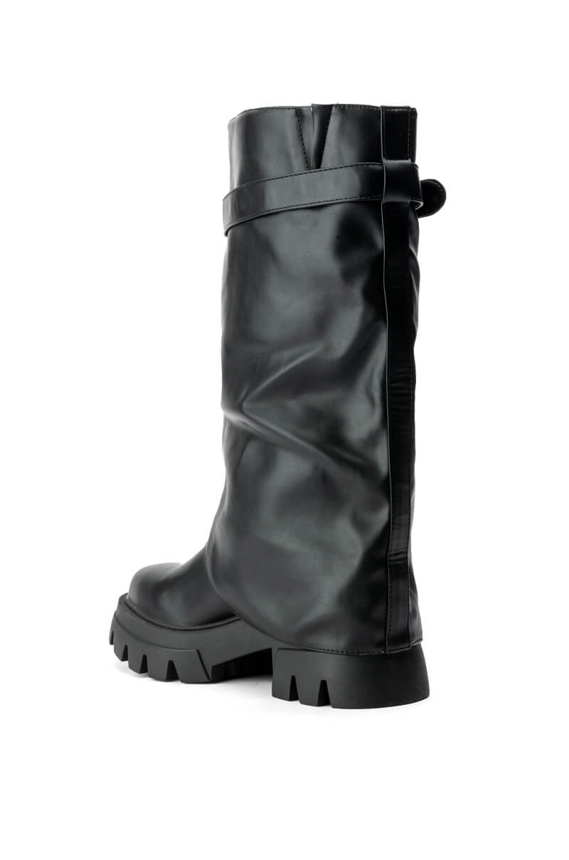AZALEA WANG JET FOLD OVER FLATFORM BOOT IN BLACK