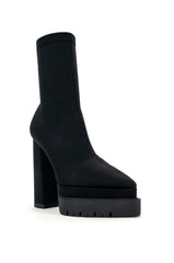 AZALEA WANG LEAH SLIP ON BLACK BOOTIE