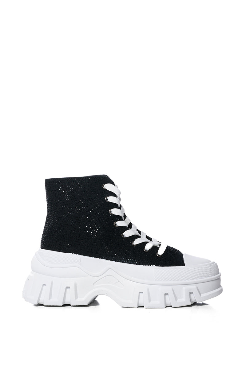 AZALEA WANG LIBBIE EMBELLISHED SNEAKER IN BLACK