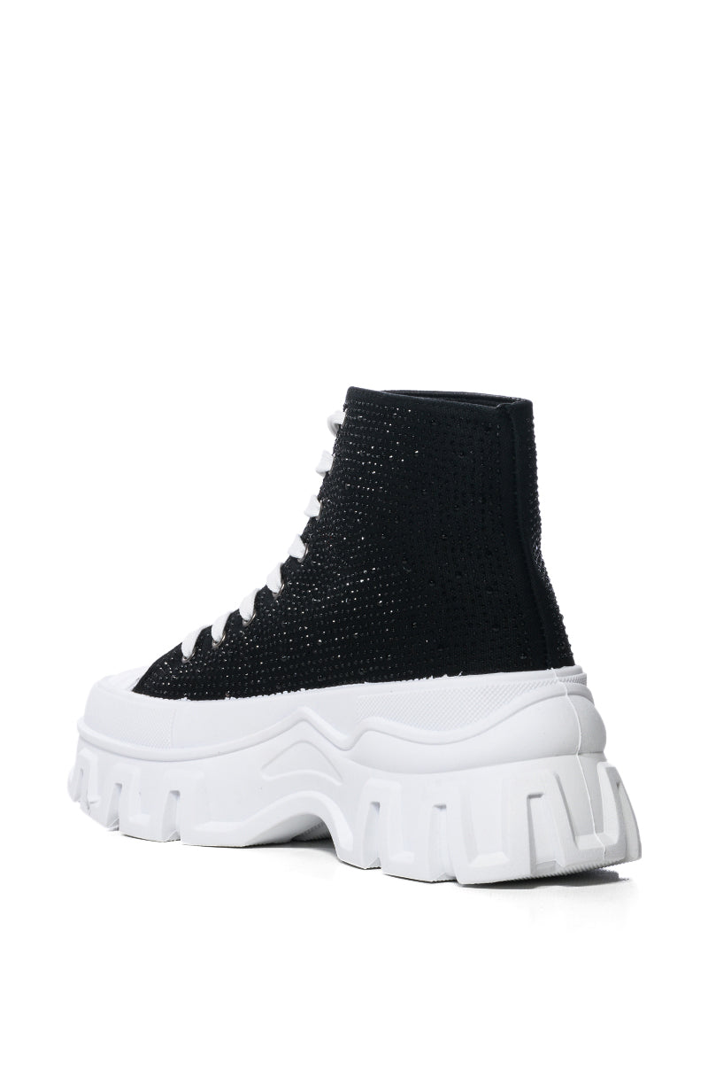 AZALEA WANG LIBBIE EMBELLISHED SNEAKER IN BLACK
