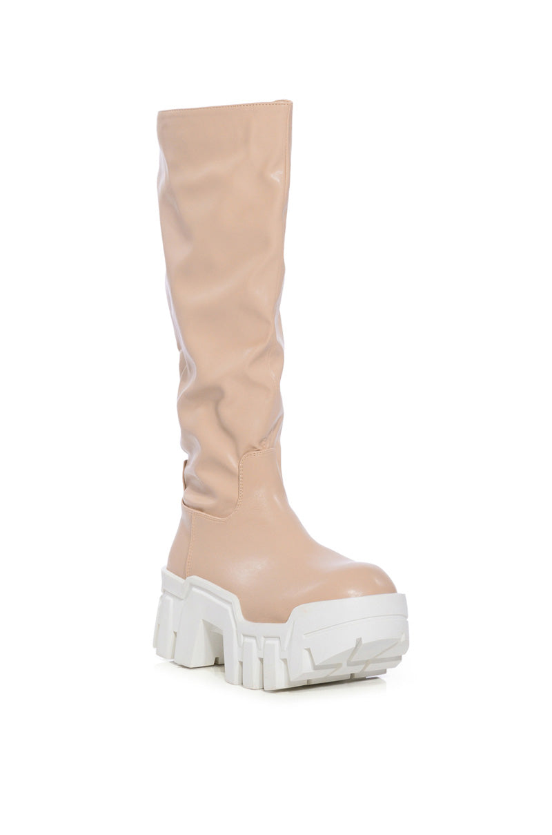AZALEA WANG LYRICA NUDE PU CHUNKY BOOT