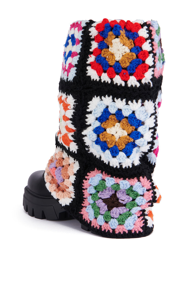AZALEA WANG MACKENNA BLACK CROCHET BOOTIE