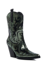 AZALEA WANG MERRIL SEQUIN WESTERN BOOTIE IN BLACK
