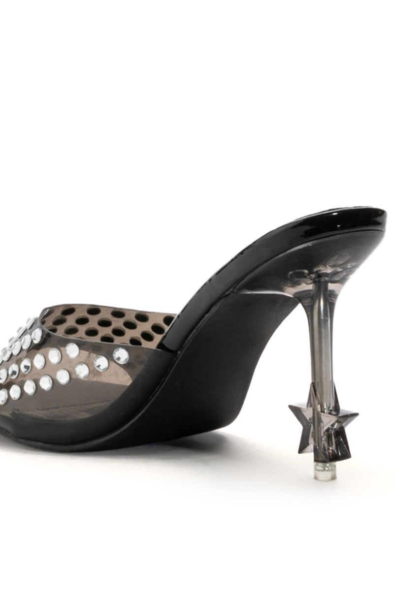 AZALEA WANG MINNIE STAR HEEL EMBELLISHED MULE IN BLACK