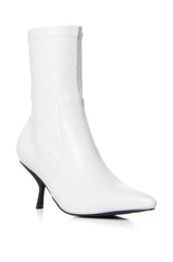 AZALEA WANG MOGRA WHITE KITTEN HEEL BOOTIE