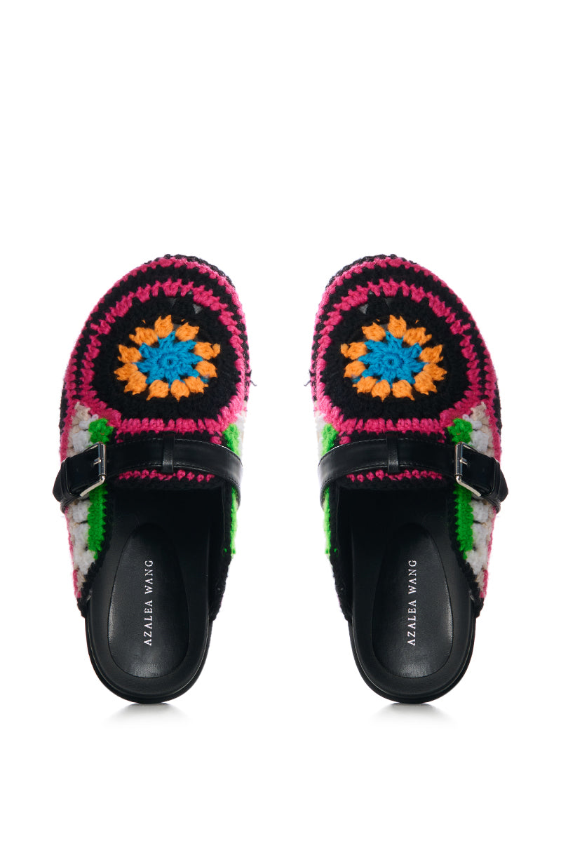 AZALEA WANG MURPHY CROCHET LOAFER IN BLACK MULTI