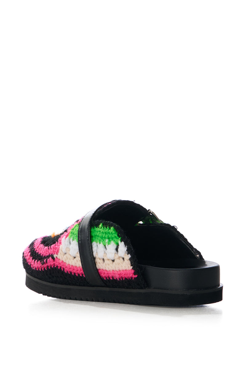 AZALEA WANG MURPHY CROCHET LOAFER IN BLACK MULTI