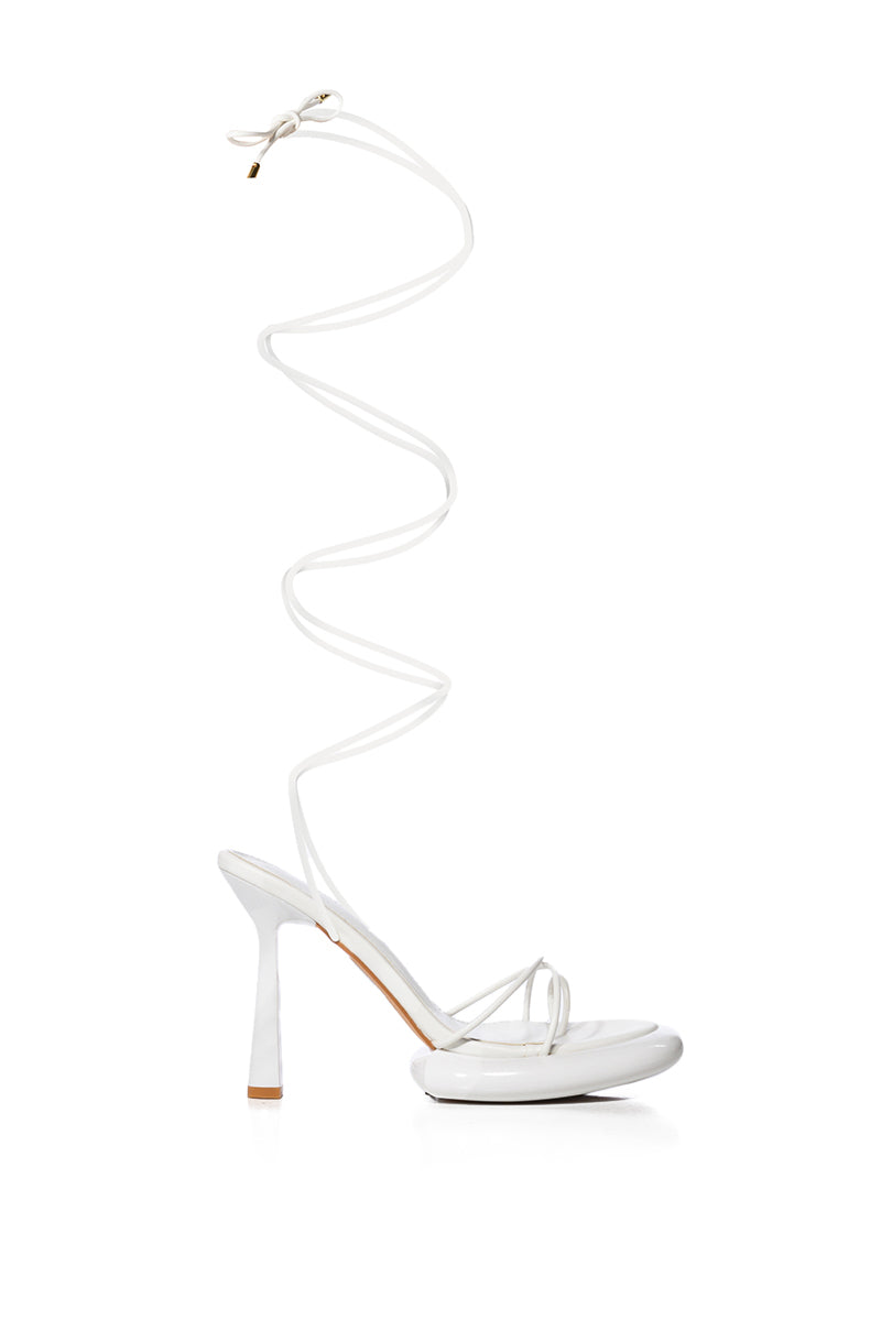 AZALEA WANG ACCURATE PATENT SANDAL IN WHITE