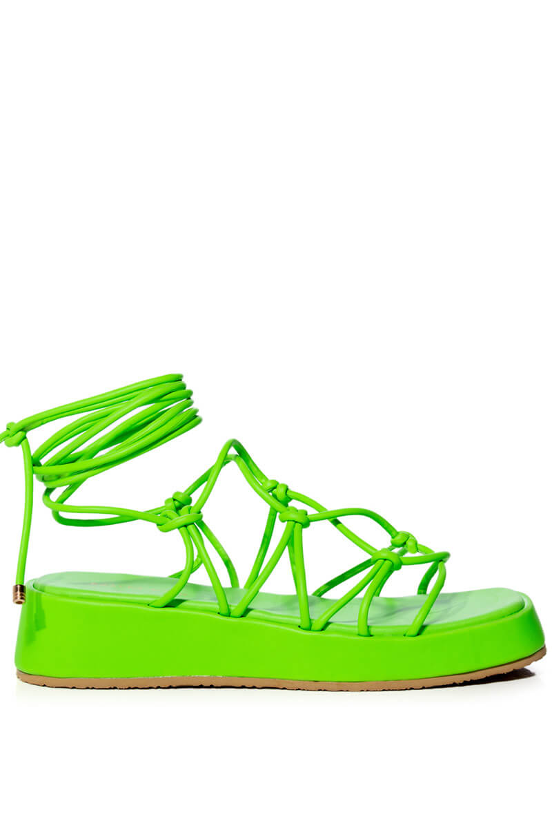 AZALEA WANG NATACHA FLAT STRAP SANDAL IN GREEN