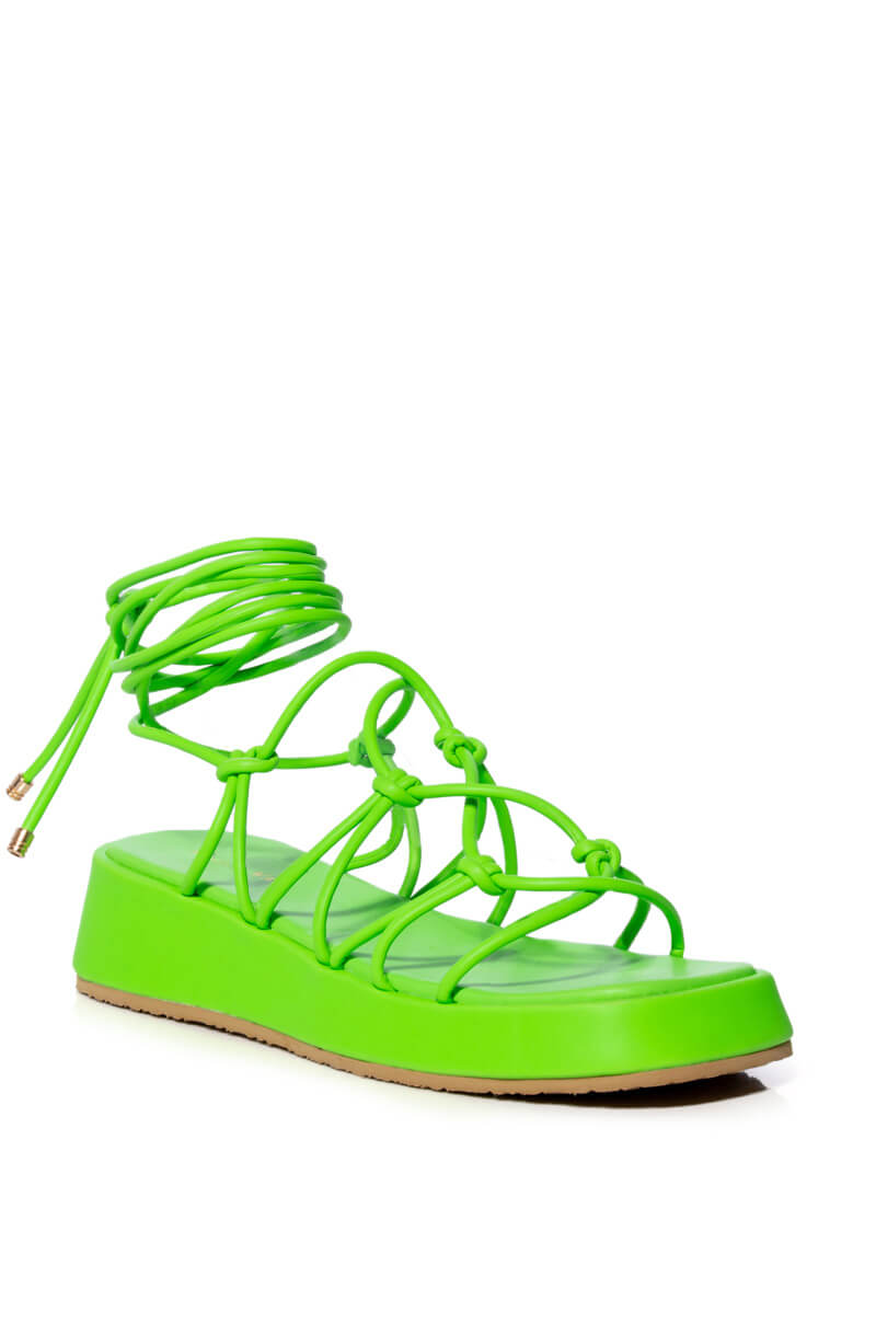 AZALEA WANG NATACHA FLAT STRAP SANDAL IN GREEN