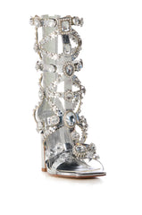 AZALEA WANG NEROLI SILVER CAGED EMBELLISHED SANDAL