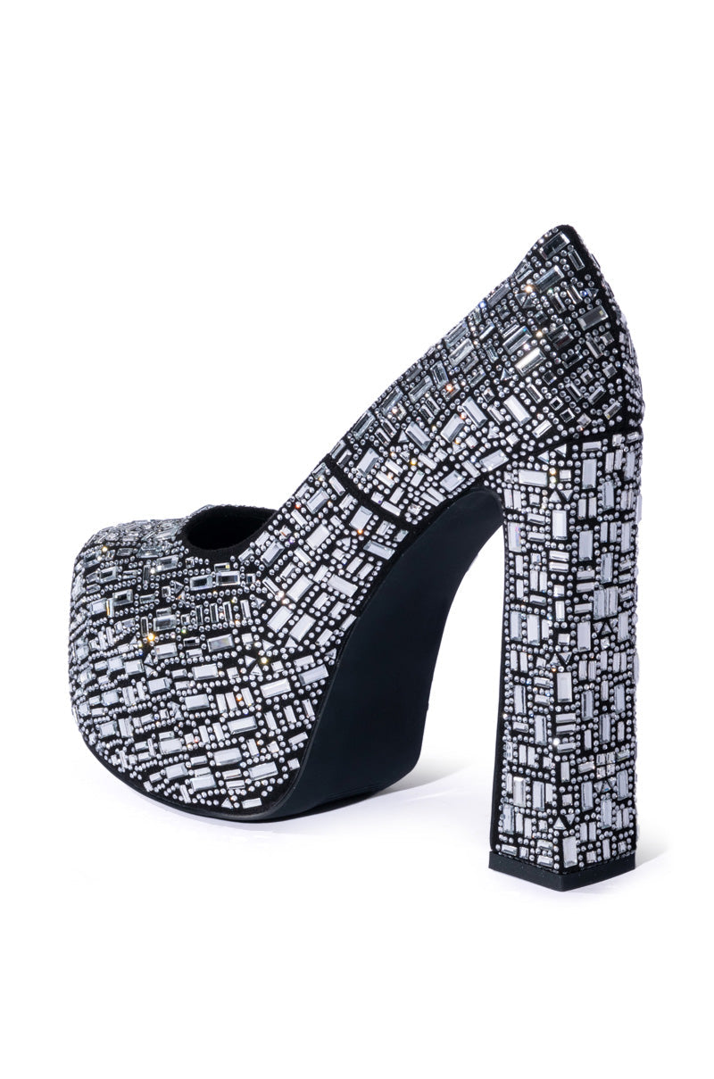 AZALEA WANG ALITA CHUNKY EMBELLISHED PUMP IN SILVER
