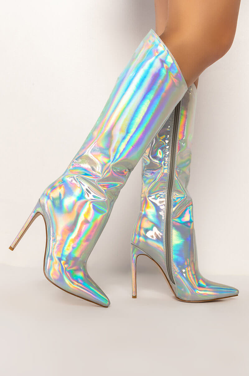 AZALEA WANG NOVA SEXY STILETTO BOOT IN SILVER