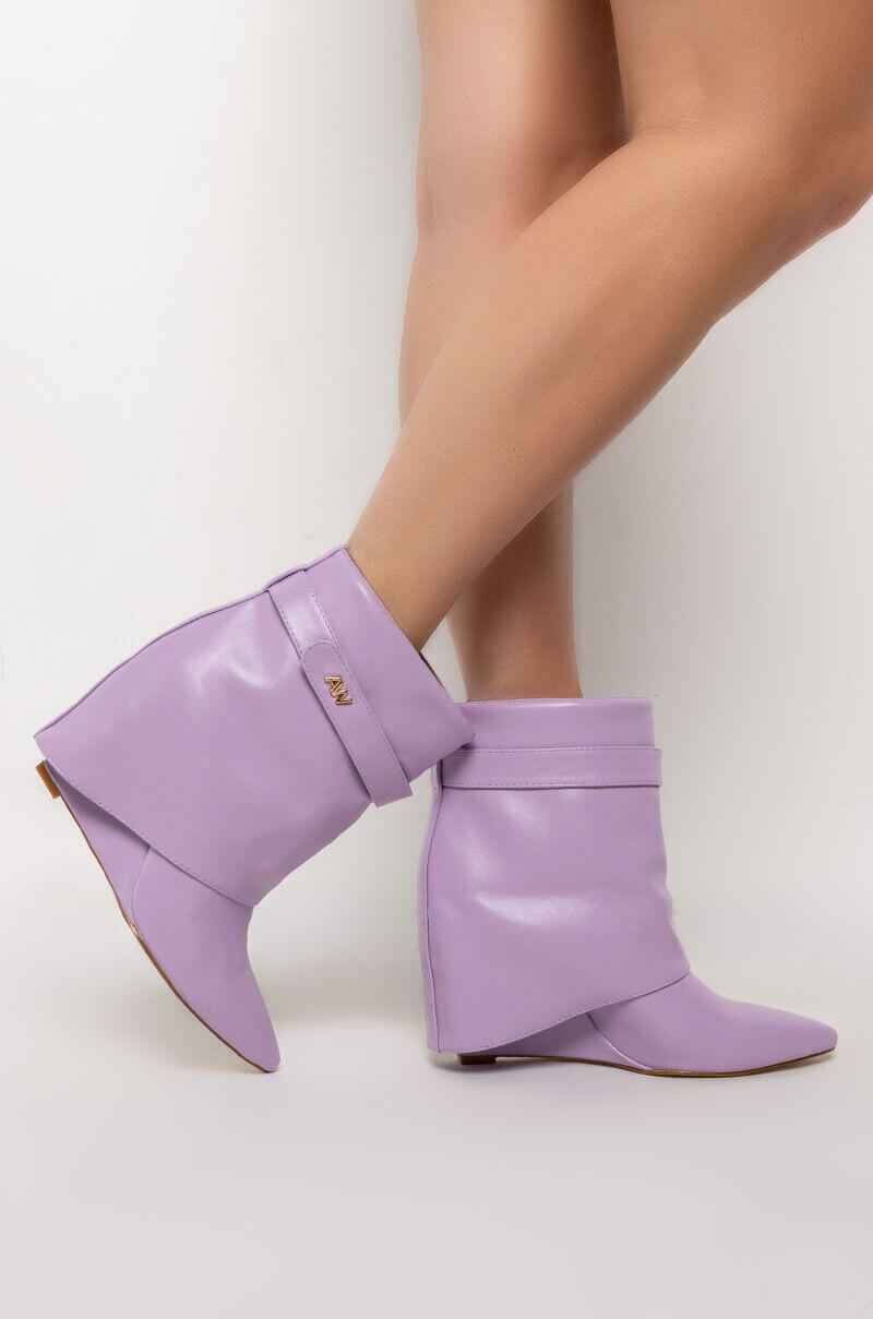 AZALEA WANG OFF THE GRID WEDGE BOOTIE IN PURPLE