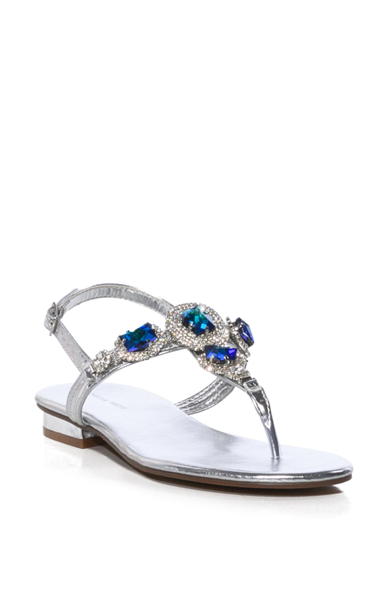 AZALEA WANG OKI EMBELLISHED SANDAL IN SILVER