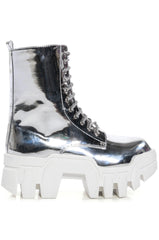 AZALEA WANG OLYMPIA SILVER CHUNKY BOOTIE