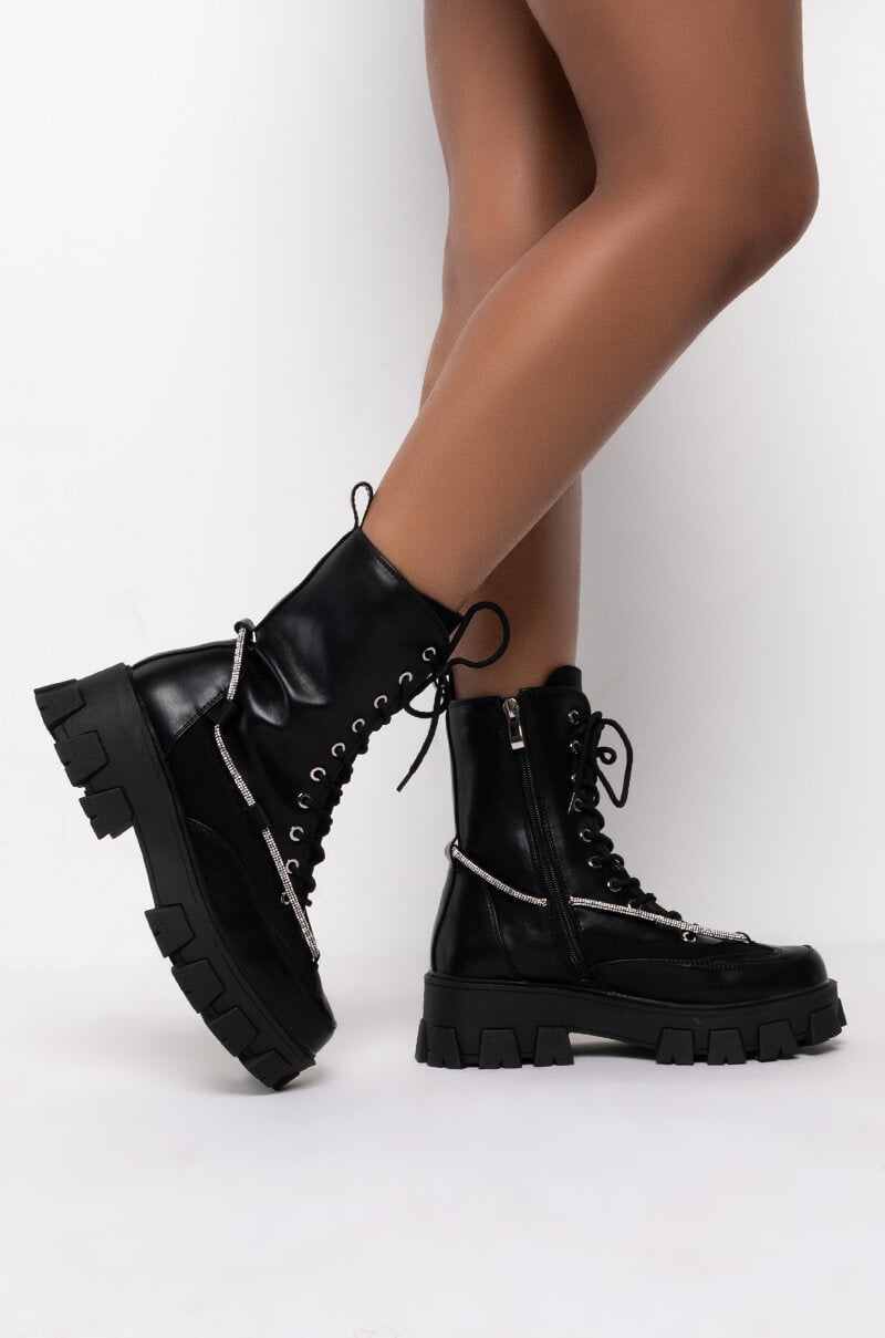 AZALEA WANG ON THE MOVE FLATFORM BOOTIE IN BLACK