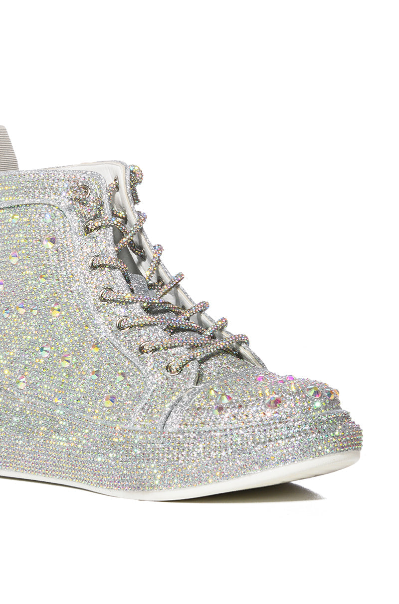 AZALEA WANG OTIS EMBELLISHED HIGH TOP IN SILVER