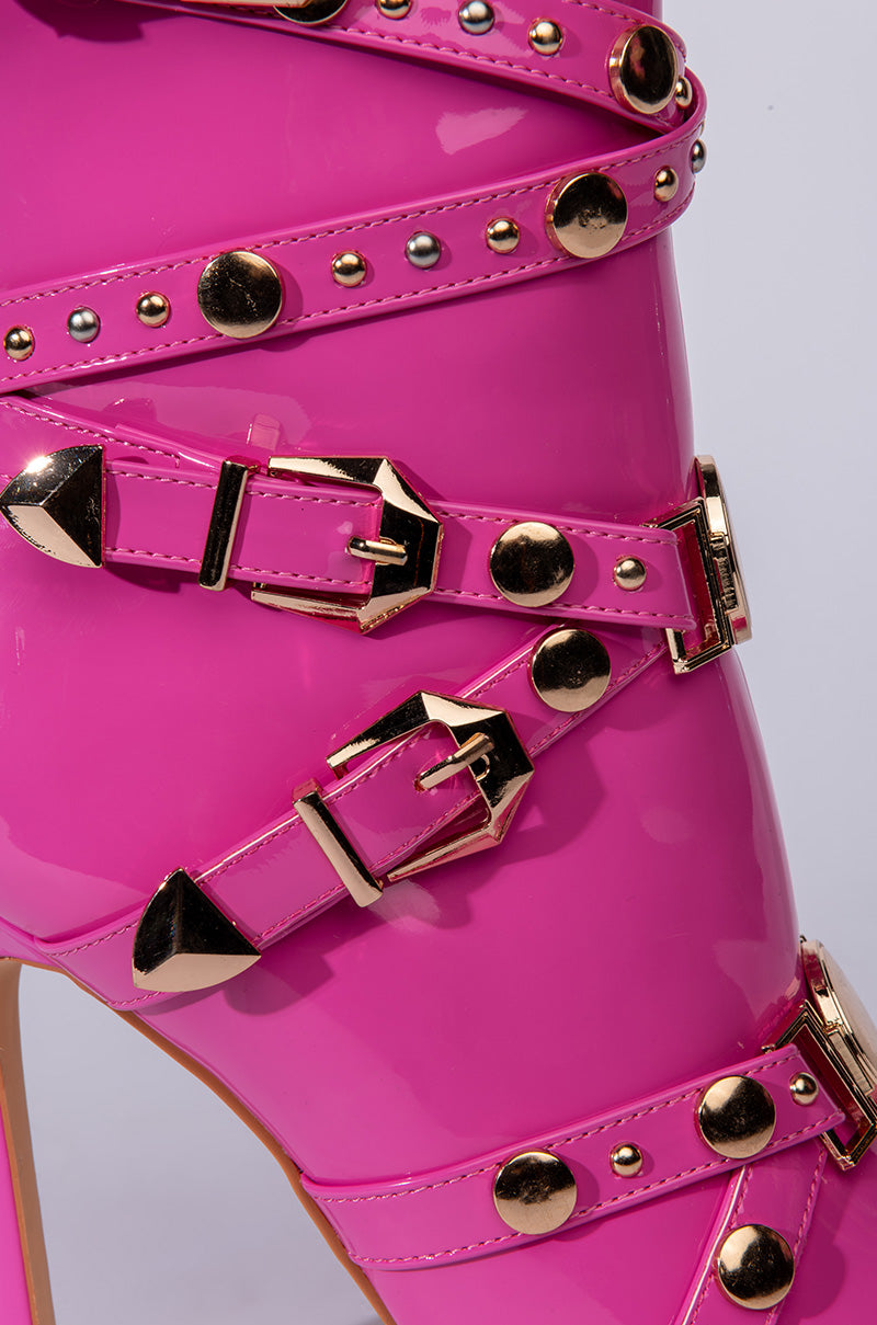 AZALEA WANG OVER AND OUT STILETTO BOOTIE IN PINK