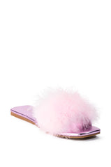 AZALEA WANG PAISLEY FLAT FEATHER SANDAL IN PINK